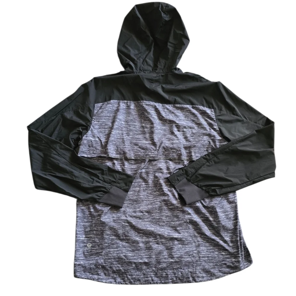 Lululemon Athletica Full Zip Black Gray Windbreaker Jacket Lightweight Men's L